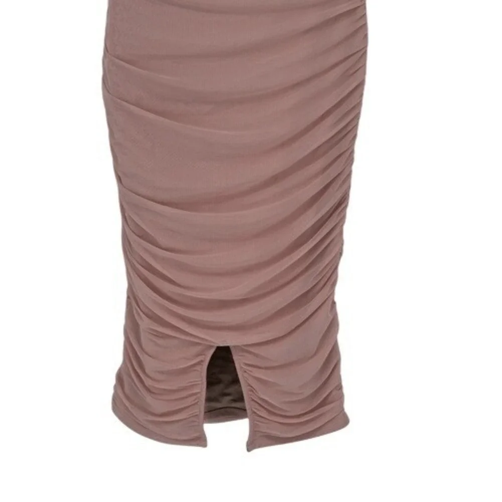 Oh Polly Mauve Ruched Mesh‎ Bodycon Dress 4